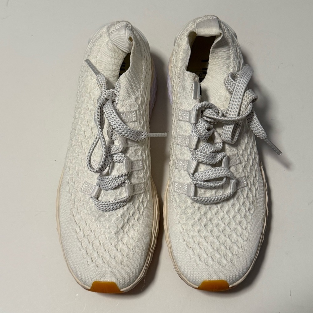 NOBULL White Knit Running Shoes with Tan Accent